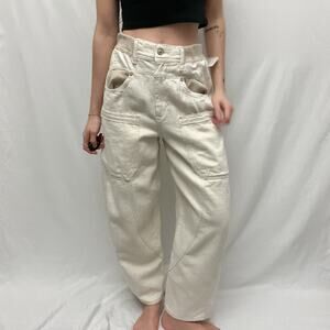 we the free people new school relaxed cream cotton hemp barrel cargo pants